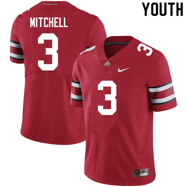 Ohio State Buckeyes Teradja Mitchell Youth #3 Scarlet Authentic Stitched College Football Jersey